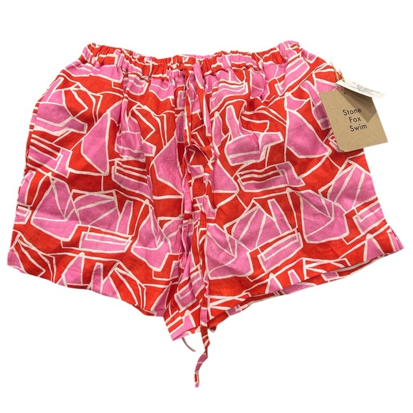 Stone Fox Swim Melba Loose Linen Short - Curaçao Print Size XS/S - Picture 2 of 3